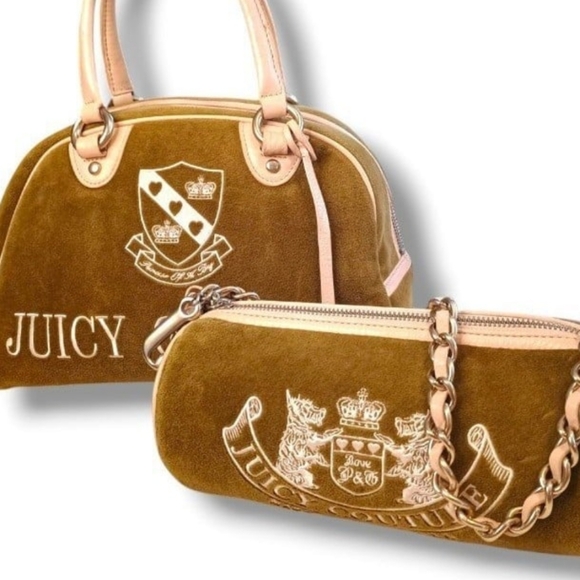 Juicy Couture Handbags - Vintage Set Of 2 Juicy Couture Bags! Olive And Pink Barrel & Bowler!